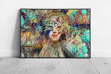 Laad de afbeelding in galerijviewer, Woman Abstract Colourful Scribble Concept Digital Illustration Artwork Wall Art Print on Paper Framed Picture print
