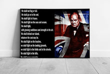 Laad de afbeelding in galerijviewer, Winston Churchill We shall never surrender quote Ready to Hang Wall Art Print Framed Picture print
