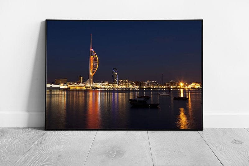 city of Portsmouth waterfront spinnaker tower Cityscape Ready to Hang Wall Art Print Framed Picture print