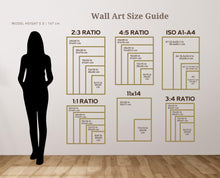 Load image into Gallery viewer, a woman standing in front of a wall size guide
