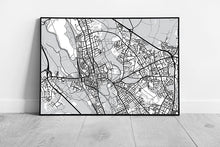 Load image into Gallery viewer, Black And White Greyscale Urban Map Oxford England City Navigation Minimal Abstract Wall Art Print on Paper Framed Picture print
