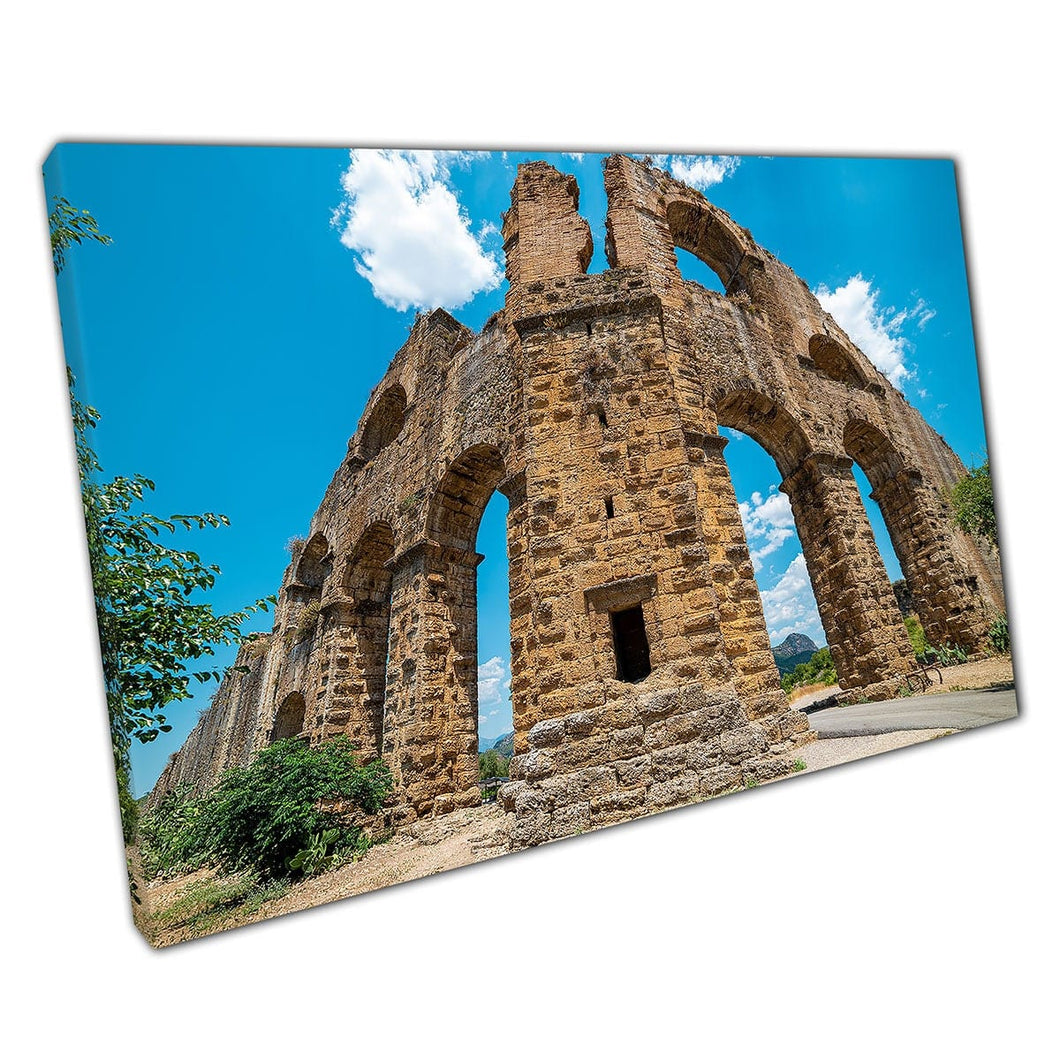 Ancient Aqueduct Ruins In The Ancient City Of Aspendos Antalya Turkey Wall Art Print On Canvas Picture For Home Office Decor - My Store