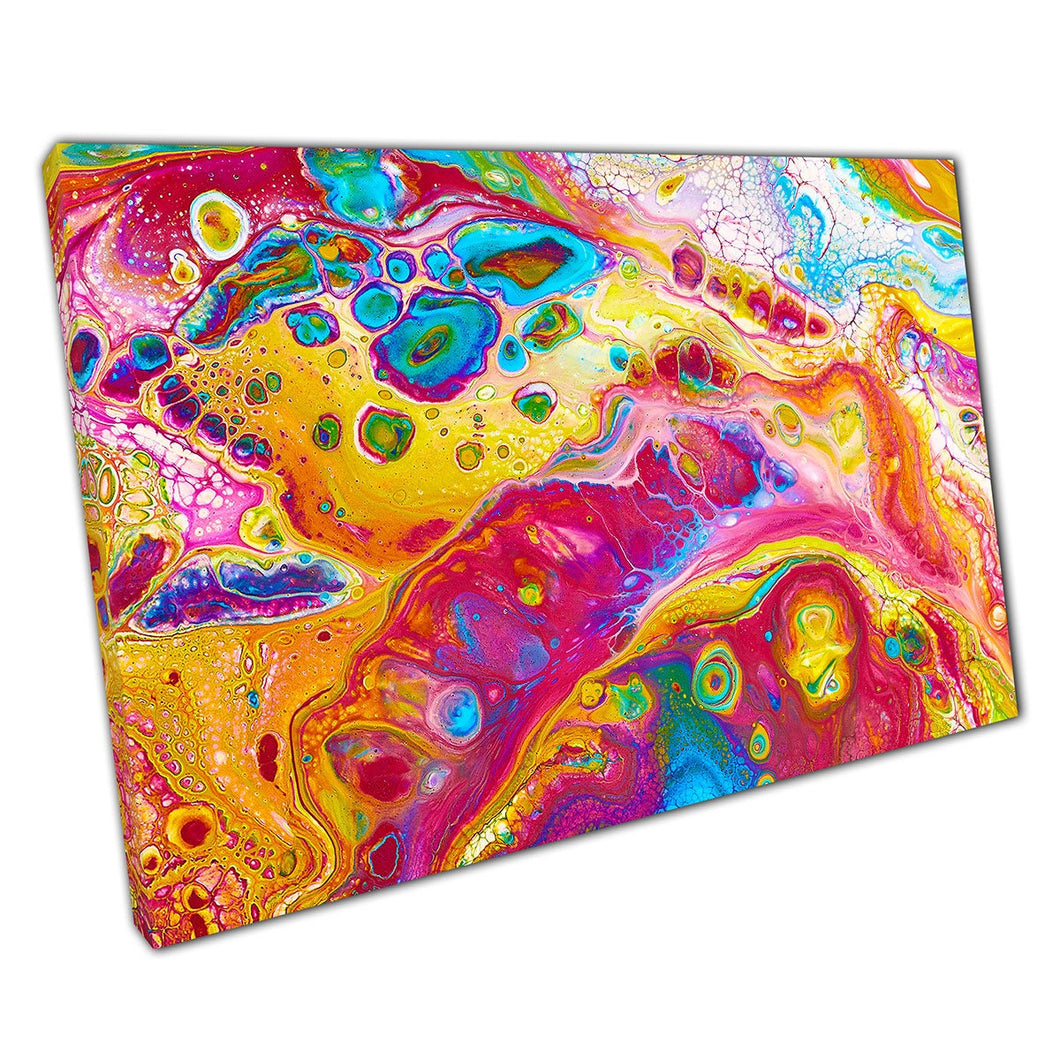 Vibrant Colourful Fluid Ink Paint Mixing Art Modern Marble Texture Pattern Wall Art Print On Canvas Picture For Home Office Decor