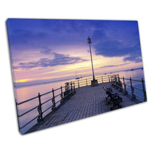 Load image into Gallery viewer, Sunrise at the Banjo Pier at Swanage Looe Cornwall England Ready to Hang Wall Art Print Picture For Home Office Decor
