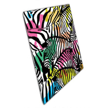 Cargue la imagen en el visor de la galería, Colourful Zebra Silhouette Digital Pattern Animal Collage Wall Art Print On Canvas Picture For Home Office Decor
