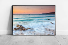 Load image into Gallery viewer, Sunset Over Sennen Village Cove Beach Penwith Coast of Cornwall England Wall Art Print on Paper Framed Picture print
