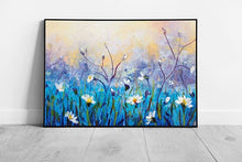 Laden Sie das Bild in Galerie -Viewer, Modern Impressionism Wild Flower Daisy Meadow Colourful Abstract Floral Nature Wall Art Print on Paper Framed Picture print
