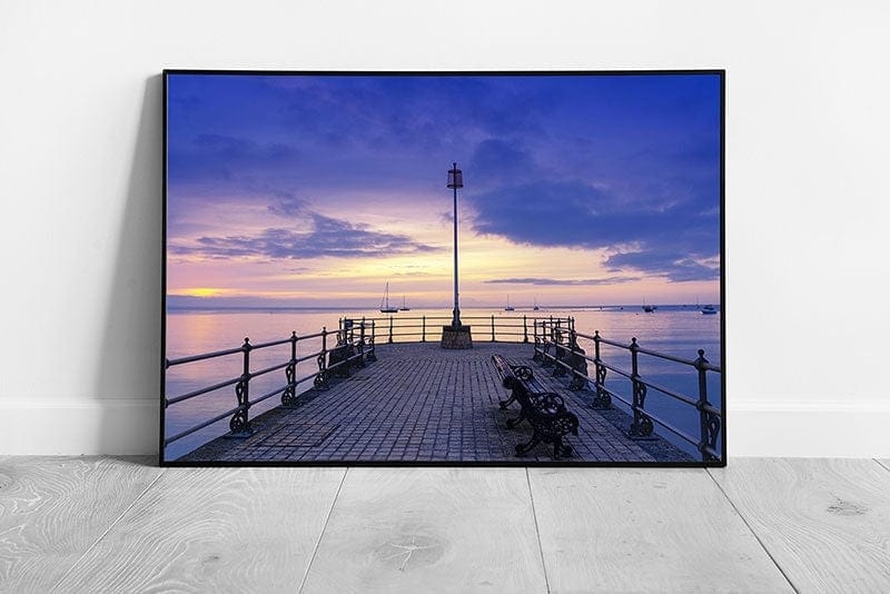 Sunrise at the Banjo Pier at Swanage Looe Cornwall England Ready to Hang Wall Art Print Framed Picture print
