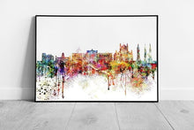 Cargue la imagen en el visor de la galería, Print on Paper Colourful Skyline landmarks BELFAST Ireland Wall Art Print Framed Picture print
