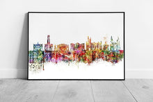 Chargez l&#39;image dans la visionneuse de la galerie, Print on Paper Colourful Skyline landmarks ABERDEEN Scotland Wall Art Print Framed Picture print
