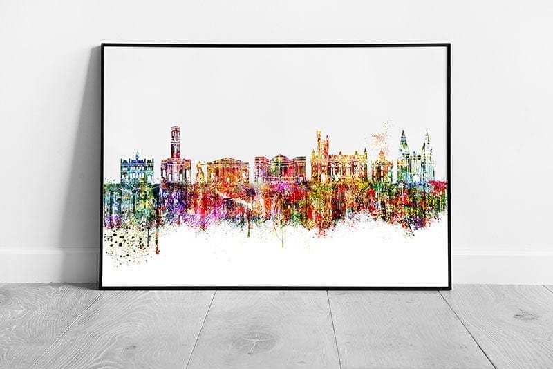 Print on Paper Colourful Skyline landmarks ABERDEEN Scotland Wall Art Print Framed Picture print