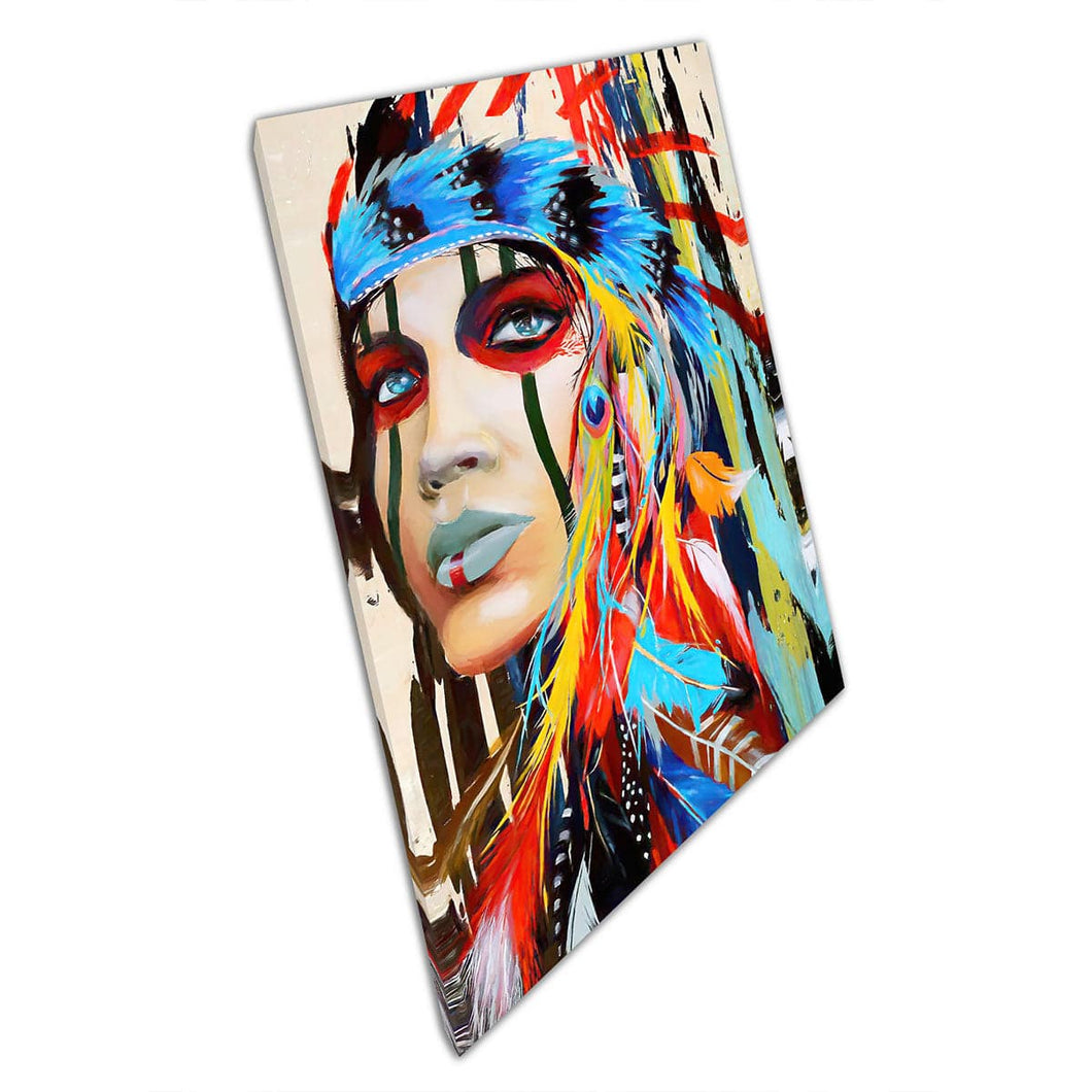 Colourful indian woman art Canvas Wall Art print on canvas Mounted Canvas print