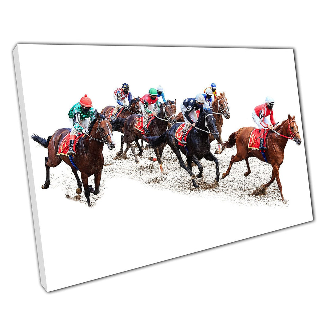 Pferderennen Race zum Line Canvas Wandkunstdruck auf Leinwand montiertes Leinwand Druck