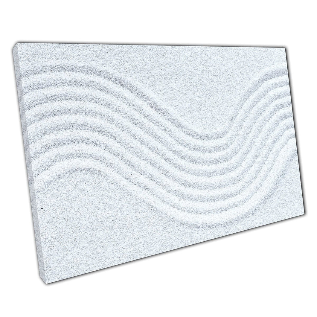 Relaxing Calming Zen Pattern Strokes In White Sand Wall Art Print On Canvas Mounted Canvas print