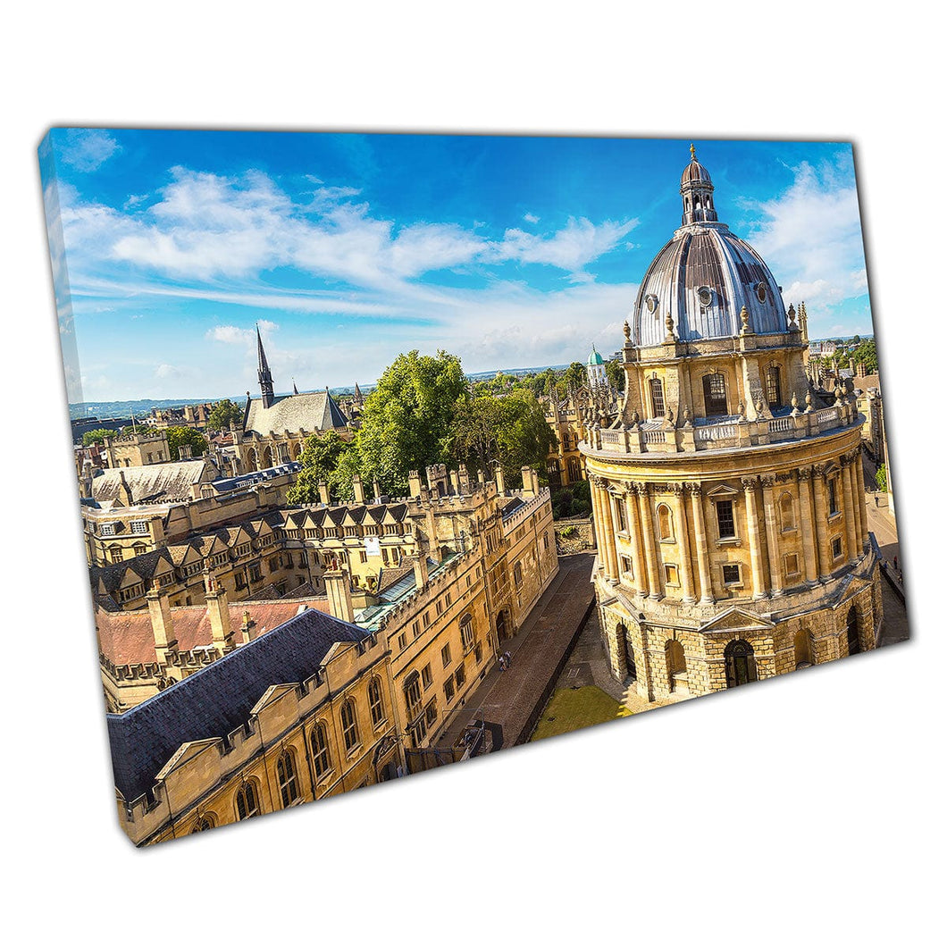 View Of Historical Landmarks Oxford University And Bodleian Library Oxford England Wall Art Print On Canvas Mounted Canvas print
