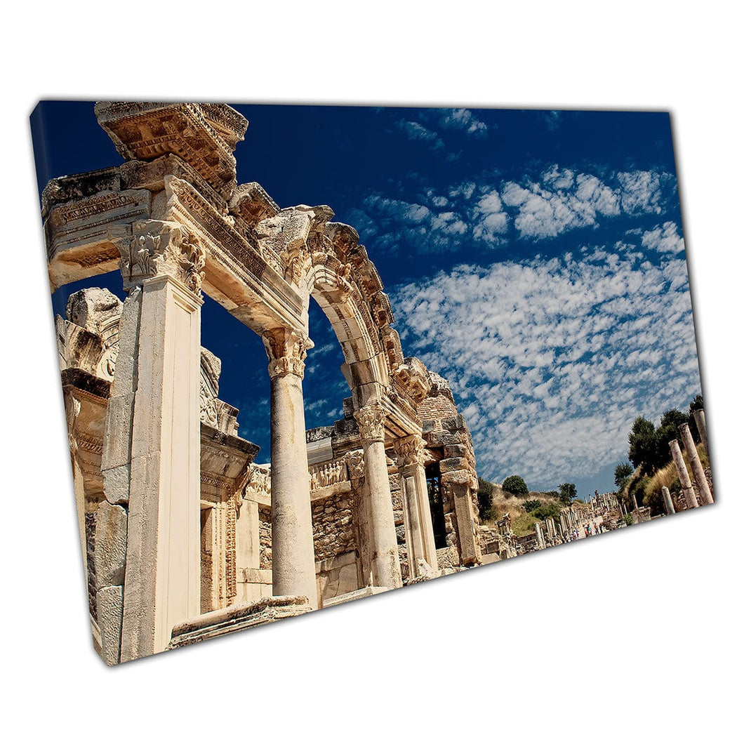 Ruins Of Ancient City Of Ephesus Turkey Wall Art Print On Canvas Mounted Canvas print