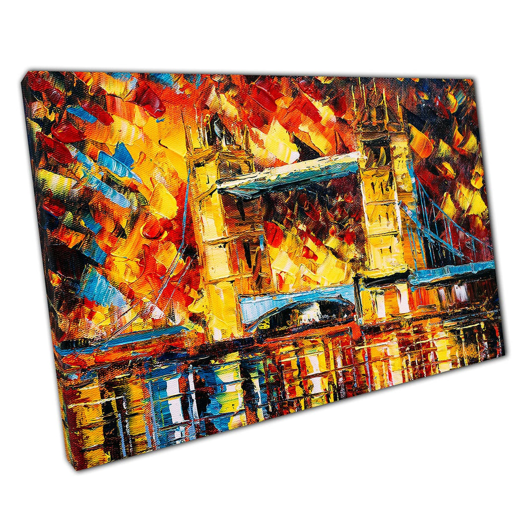 London Bridge UK Vibrant Colourful Textured Oil Painting Wall Art Print On Canvas Mounted Canvas print