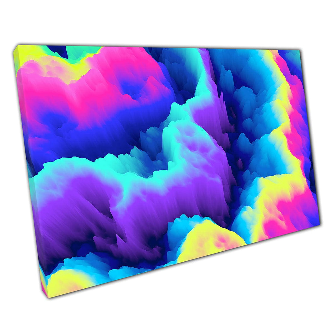 Neon Multicolour Glow Colour Rainbow Explosion Digital 3D Illustration Wall Art Print On Canvas Mounted Canvas print