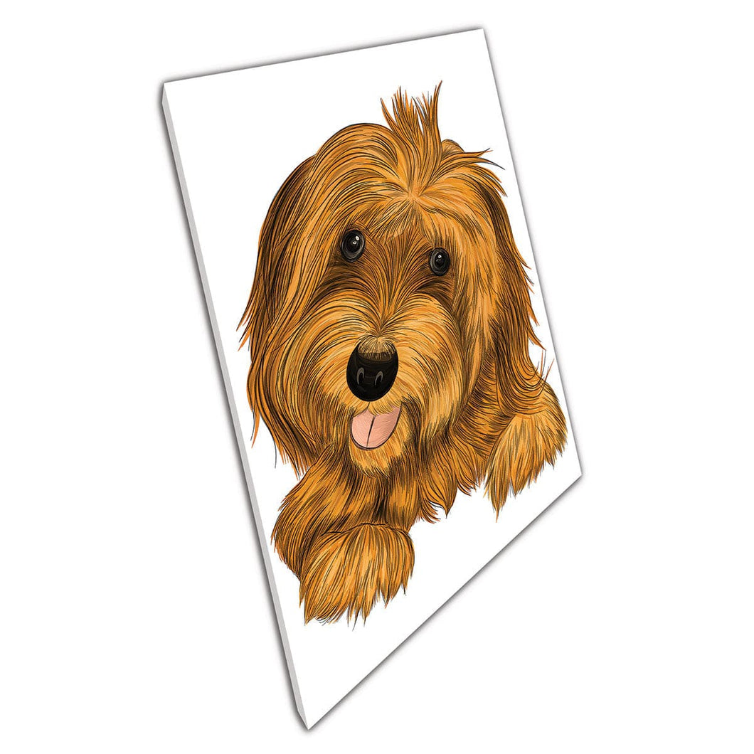 Cute Fluffy Playful Affenpinscher Terrier Dog Breed Digital Illustration Wall Art Print On Canvas Mounted Canvas print