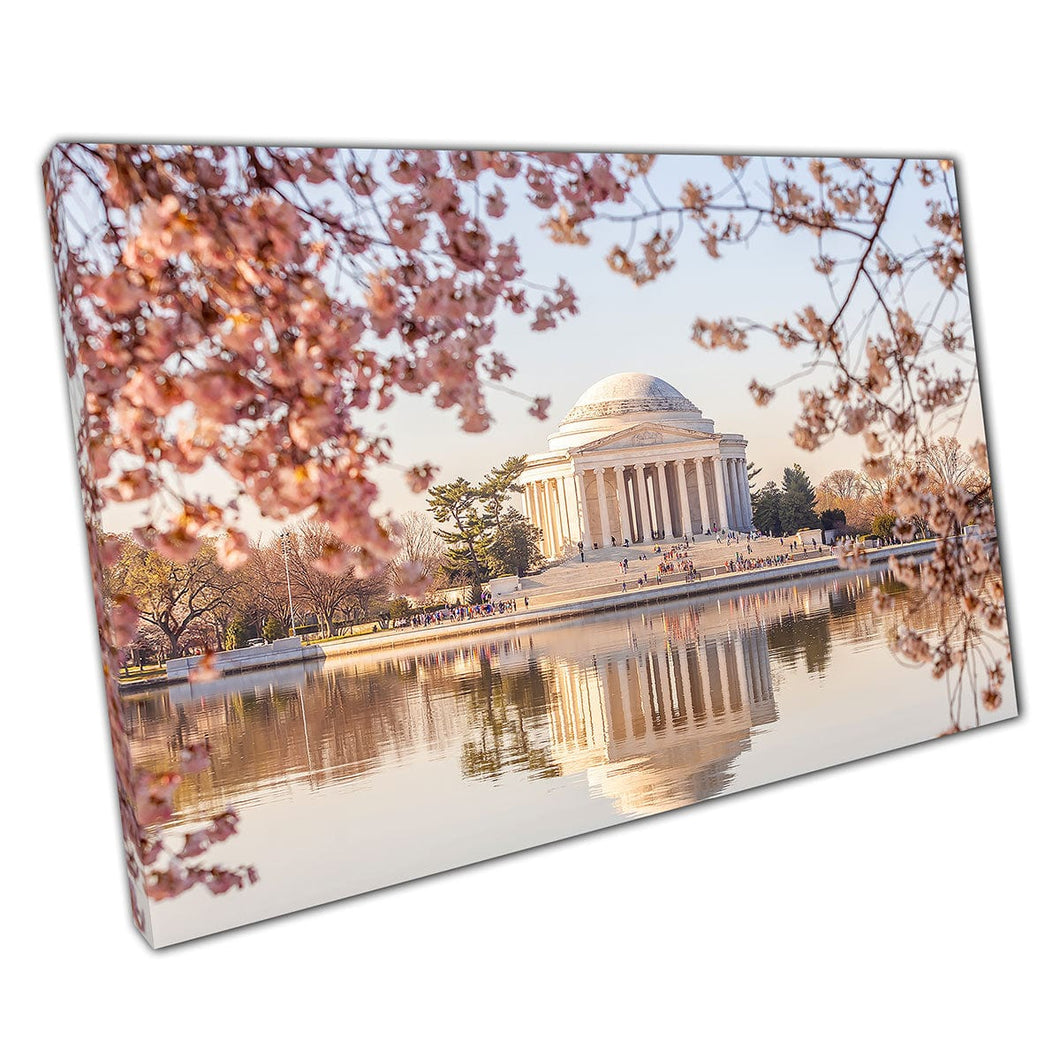 The Jefferson Memorial During The Cherry Blossom Festival Washington DC USA Landmark Wall Art Print On Canvas Mounted Canvas print
