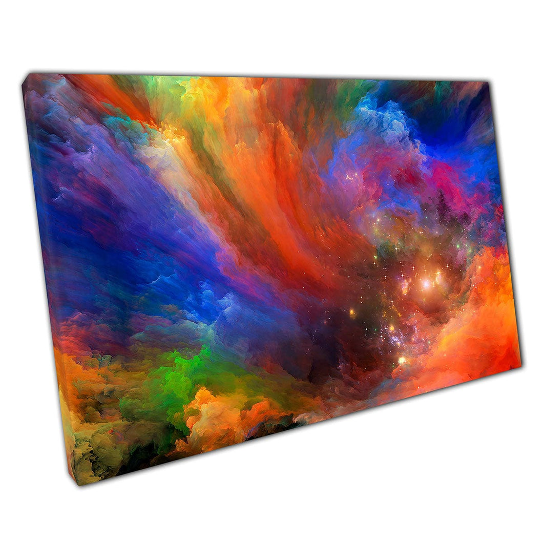Rainbow Abstract Smoke Colour Explosion Natural Flowing Movement Shapes And Forms Art Wall Art Print On Canvas Mounted Canvas print