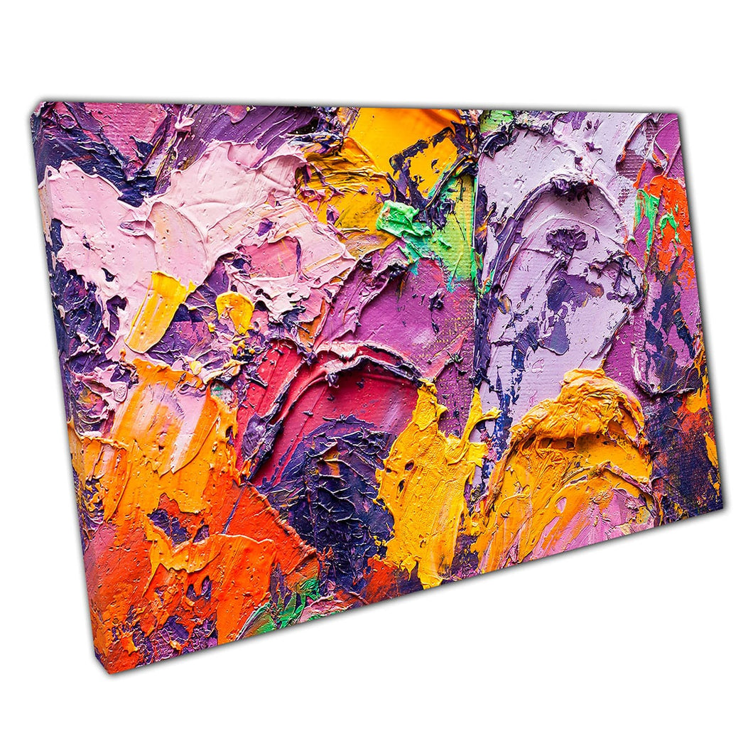 Multicoloured Thick Oil Paint Textured Style Abstract Contemporary Modern Artwork Wall Art Print On Canvas Mounted Canvas print