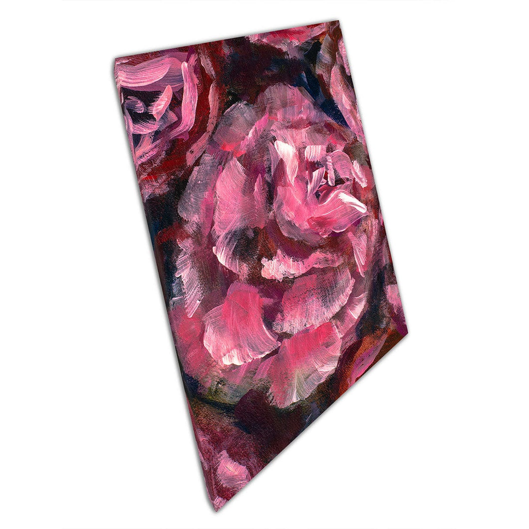 Résumé des fleurs de pivoine rouge texturée brosse de brosse de peinture de peinture florale art mural imprimé sur toile montée en toile imprimé
