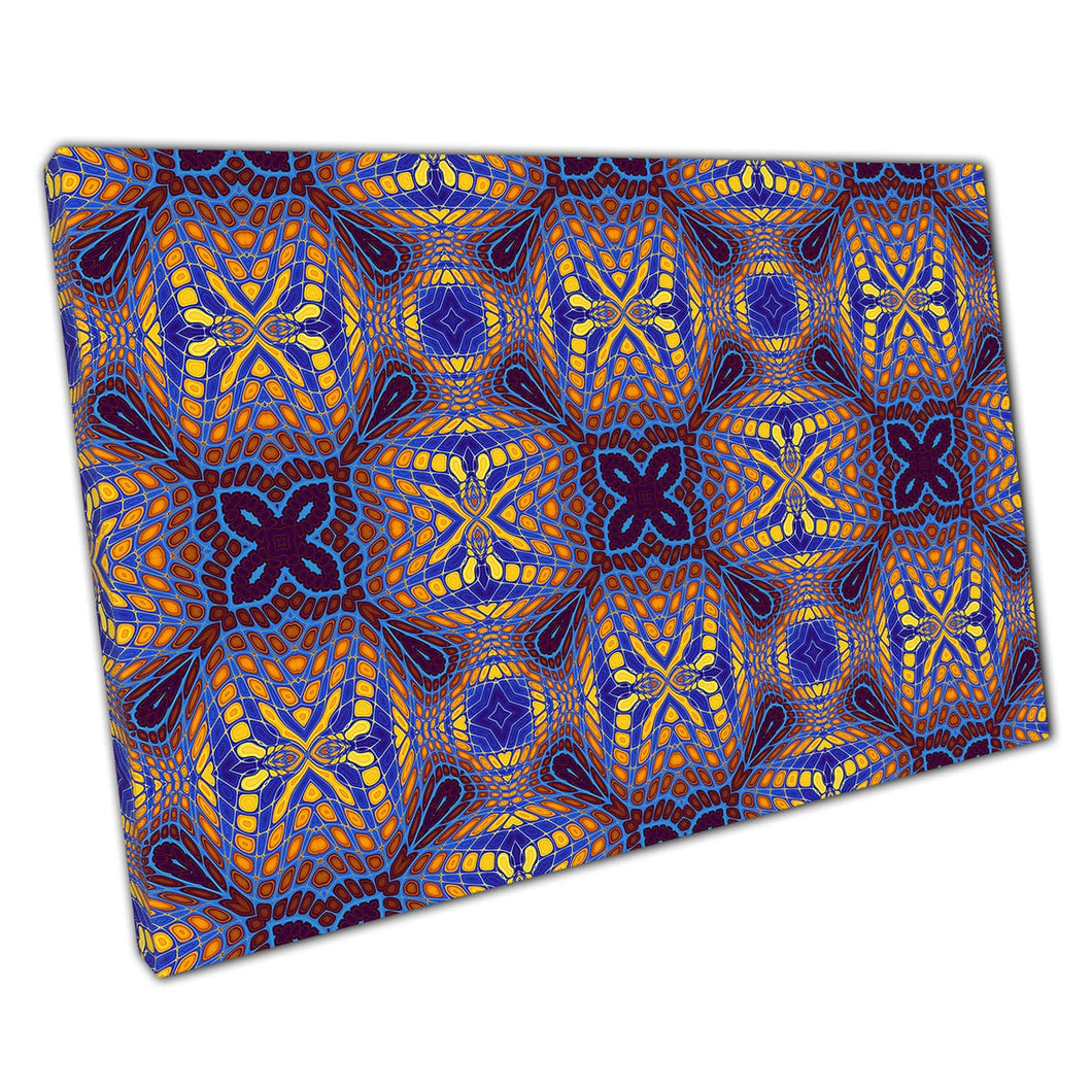 Résumé Ornement Ornemental Mosaic Scrouss sans décor Deco Inspired Match Purple Blue Gold Wall Art Imprime sur toile montée sur toile Impression