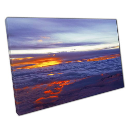 Print on Canvas Fiery Sky and Clouds Ready to Hang Wall Art Print Mounted Canvas print