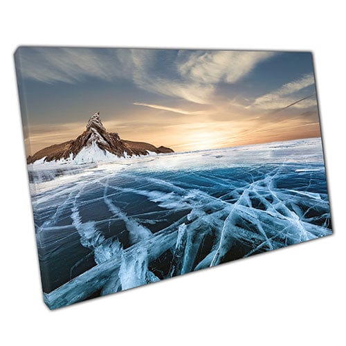 Print on Canvas Cracked Ice Around Mountain Ready to Hang Wall Art Print Mounted Canvas print