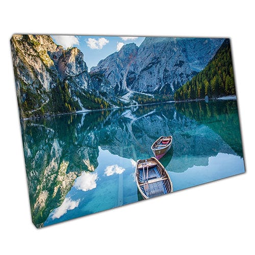 Print on Canvas Clear Water Lake and Mountains Ready to Hang Wall Art Print Mounted Canvas print