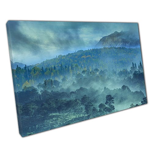 Print on Canvas Mysterious Foggy Woodland Ready to Hang  Wall Art Print Mounted Canvas print