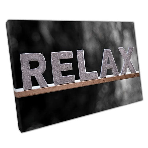 Print on Canvas RELAX Grey Welcome Home Decor Ready to Hang Wall Art Print Mounted Canvas print