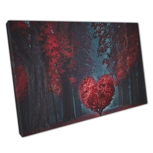 Print on Canvas Romantic Red Loveheart Tree Valentine Ready to Hang Wall Art Print Mounted Canvas print