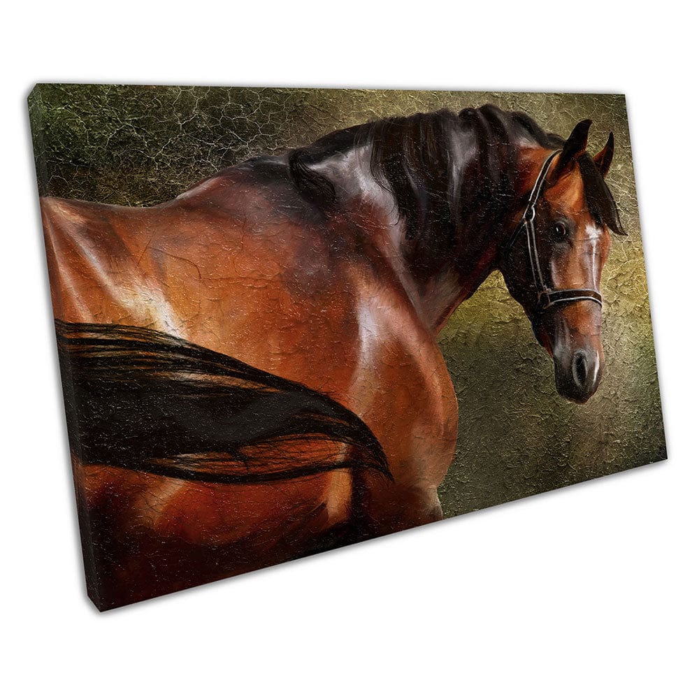 chestnut Brown Horse painting print Animal Art Ready to Hang Canvas Wall Art Print Mounted Canvas print