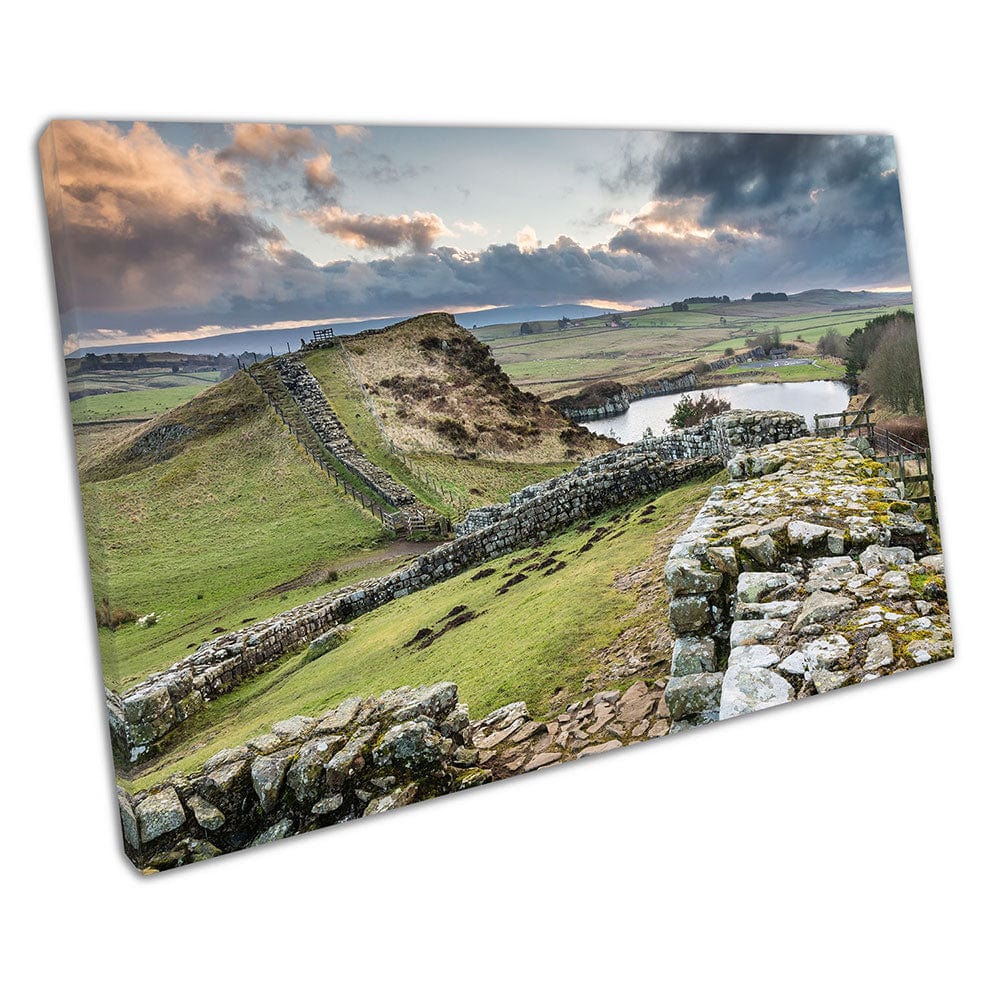 Hadrian's Wall east of Cawfield Quarry Northumberland Ready to Hang Canvas Wall Art Print Mounted Canvas print