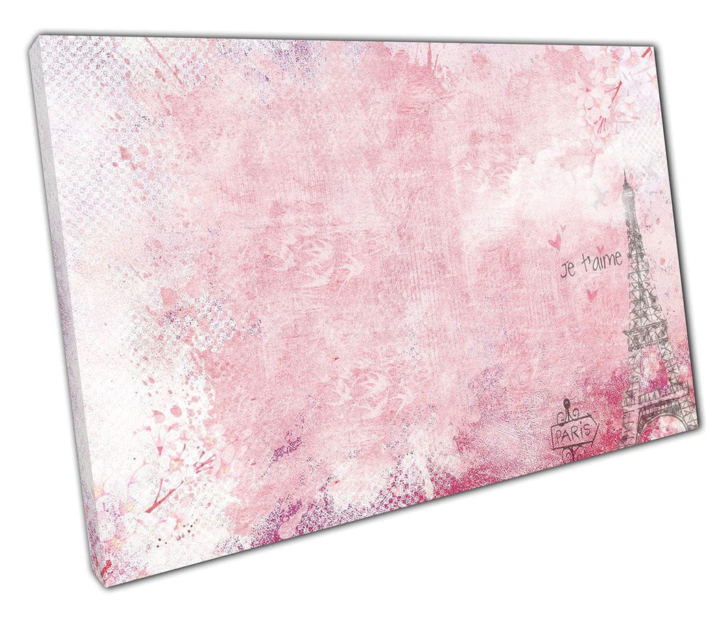 Canvas Print Pink PARIS wall art Ready to Hang Print Mounted Canvas print