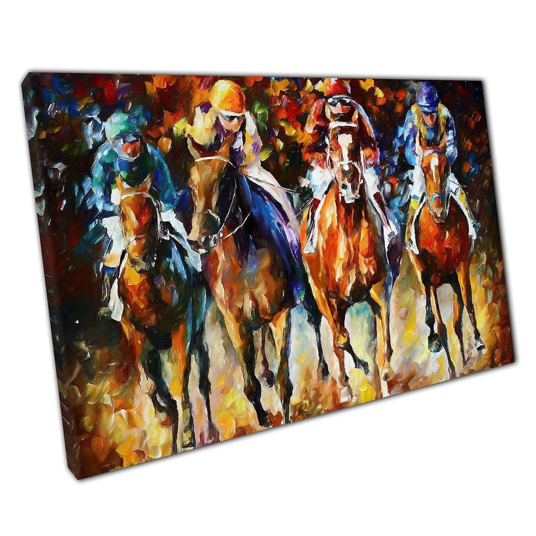 Colourful Horse Racing painting Print by Leonid Afremov Canvas Wall Art print on canvas Picture for Home Office Decor