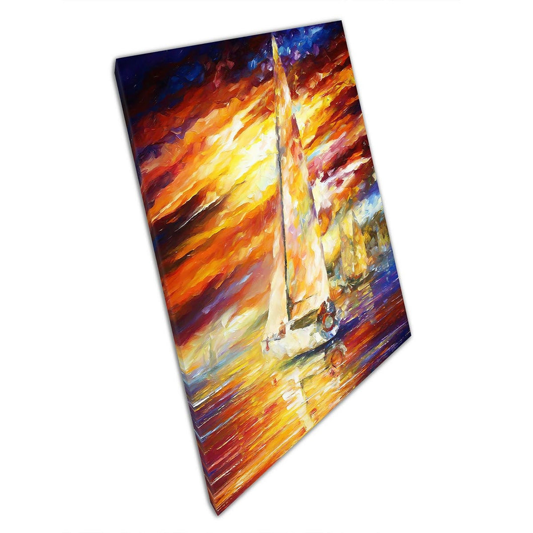Colourful Yacht by Leonid Afremov Canvas Wall Art print on canvas Picture for Home Office Decor