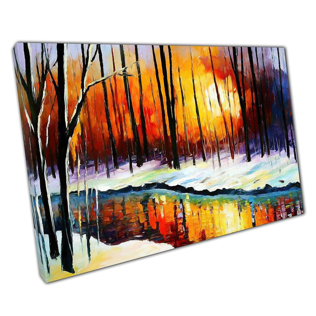 Colourful Winter by Leonid Afremov Canvas Wall Art print on canvas Picture for Home Office Decor