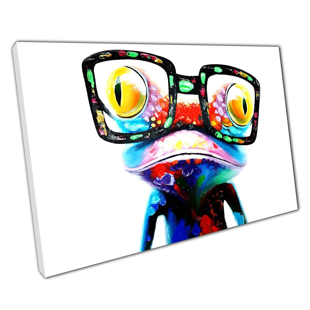 Pop Art Cute Frog with Glasses Canvas Wall Art print on canvas Picture for Home Office Decor