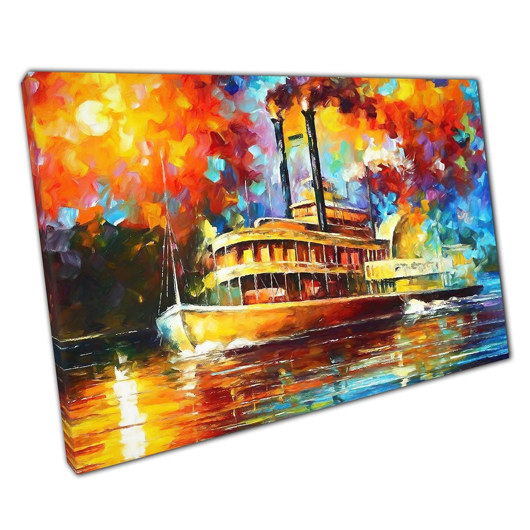 Colourful Steamboat painting Print by Leonid Afremov Canvas Wall Art print on canvas Picture for Home Office Decor