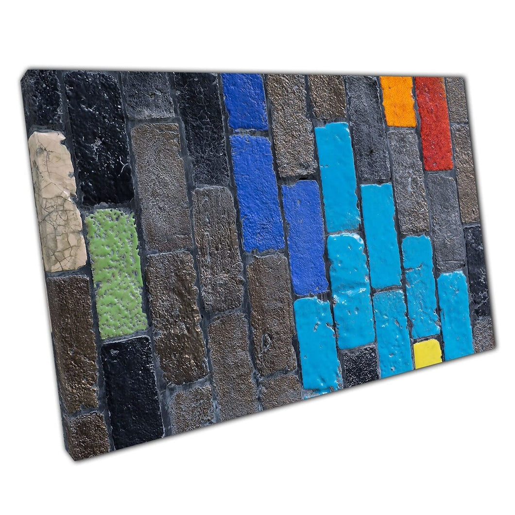 Colourful Abstract Painted Bricks Contemporary Street City Artwork Wall Art Print On Canvas Mounted Canvas print
