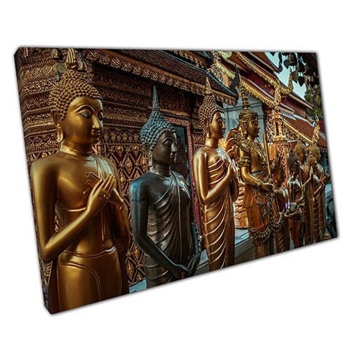 Print on Canvas Golden Asia Statues Ready to Hang Wall Art Print Mounted Canvas print