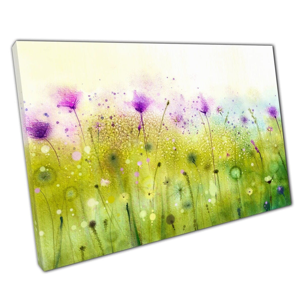Abstract Floral Meadow Of Cosmos Flowers In Bloom Vivid Watercolour Painting Style Wall Art Print On Canvas Mounted Canvas print