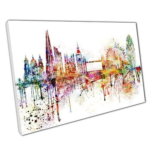 Print on Canvas Colourful Skyline landmarks LONDON England Wall Art Print Mounted Canvas print