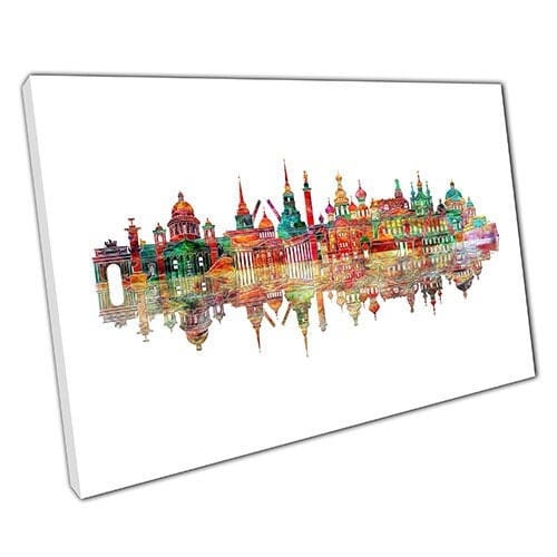 Print on Canvas Colourful Landmark St Petersburg skyline framed Wall Art Print Mounted Canvas print