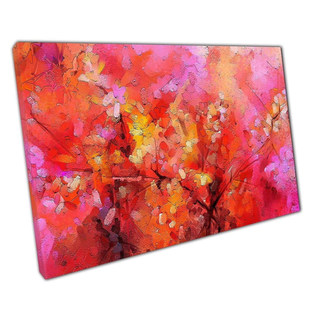 Abstract Warm Toned Contemporary Forest Woodland Textured Oil Painting Style Artwork Wall Art Print On Canvas Mounted Canvas print