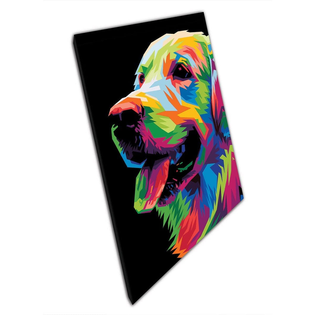 Rainbow Multicolour Graphic Design Dog Wall Art Print On Canvas Mounted Canvas print