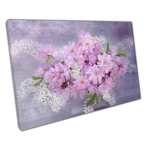 Print on Canvas Delicate Pink and White Blossom Bouquet Ready to Hang Wall Art Print Mounted Canvas print